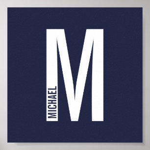 Poster Monogramme et nom personnalisés modernes