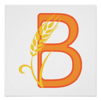 Poster monogramme floral B lettre majuscule