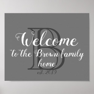 Poster monogramme gris et blanc