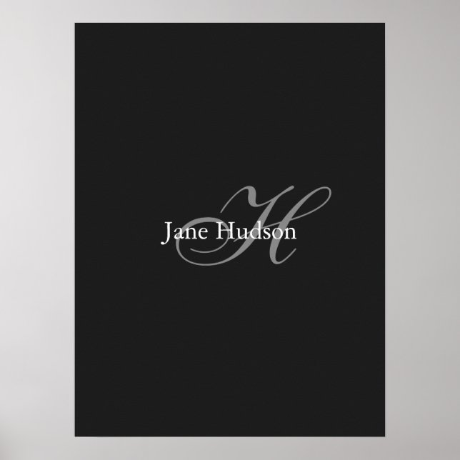 Poster Monogramme gris noir simple cadeau spécial simple (Devant)