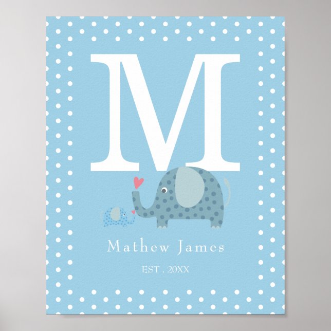 Poster Monogramme Initial de la Nurserie Bébé (Devant)