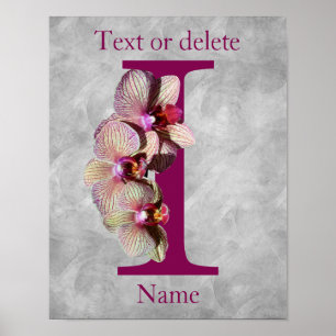 Poster Monogramme Initial Élégant Orchidée I Personnalisé