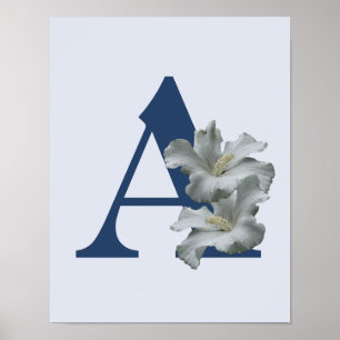 Poster Monogramme initiale A de fleur d'Hibiscus