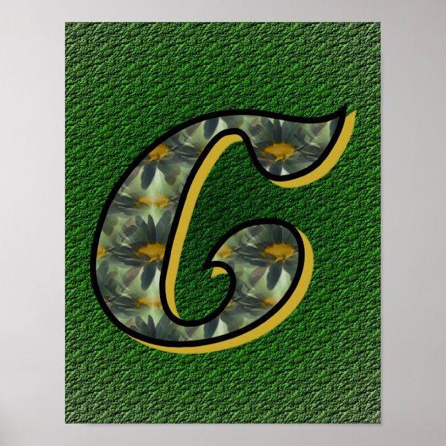Poster Monogramme Initiale C Fleurs de Marguerites Art (Devant)