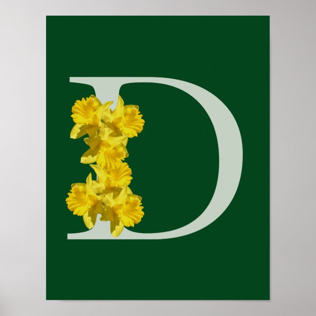 Poster Monogramme initiale D jonquille  (Devant)