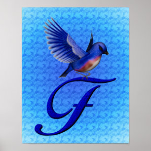 Poster Monogramme initiale F Bluebird