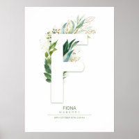 Monogramme Lettre F Or Feuillage Chic