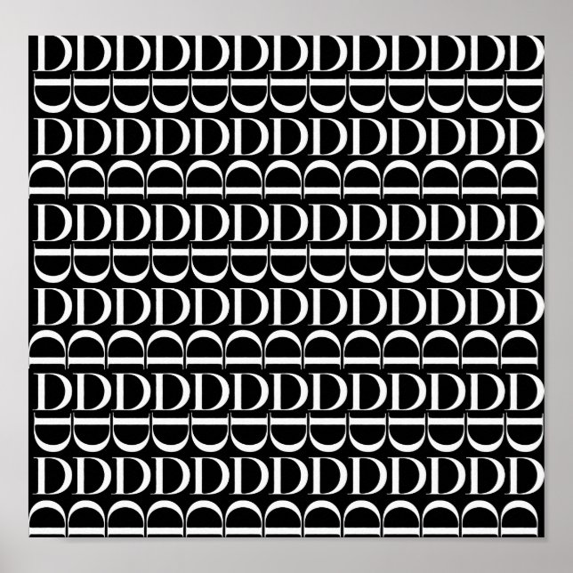 Poster Monogramme Lettre initiale D, Choisir la couleur A (Devant)