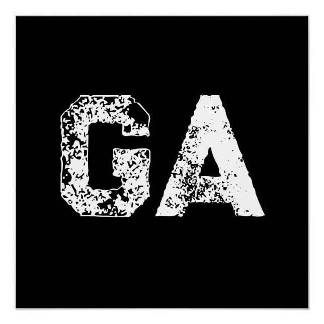 Poster Monogramme Lettres Initiales Noir Blanc Simple (Devant)