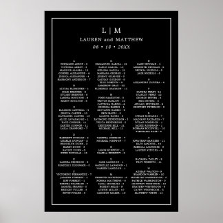 Poster Monogramme Mariage Alphabétique Noir