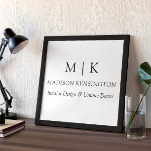 Poster Monogramme Minimaliste ou Ajouter un Logo Entrepri