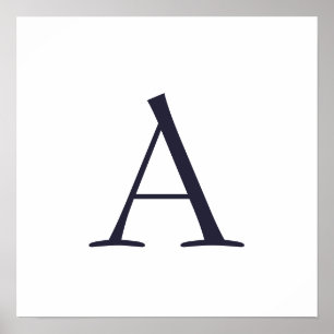 Poster Monogramme moderne élégant bleu clair initial