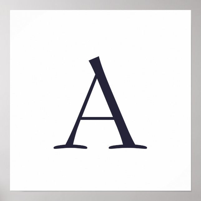 Poster Monogramme moderne élégant bleu clair initial (Devant)