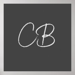 Poster Monogramme Moderne Professionnel Minimaliste Initi