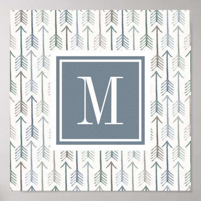 Poster Monogramme | Motif de flèches d'aquarelle (Devant)