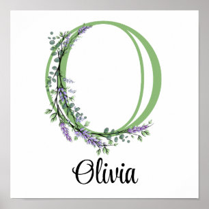 Poster Monogramme O Lavender Éucalyptus nursery