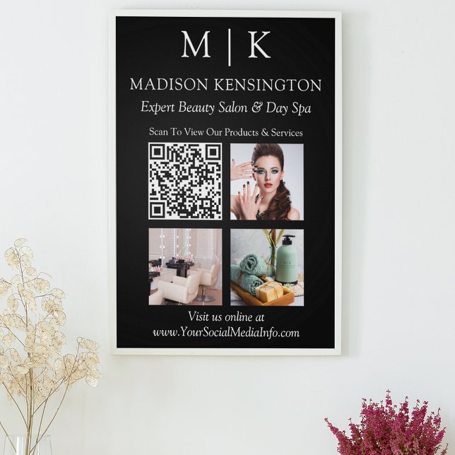 Poster Monogramme ou ajouter un logo Business QR Code pho (Edit to Customize text, colors and more)