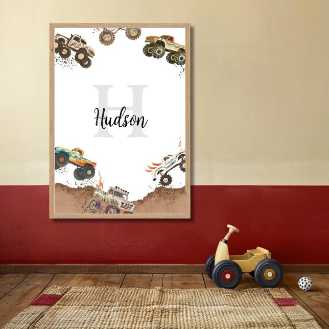 Poster Monogramme personnalisable Nom Monster Truck Poste (Créateur téléchargé)