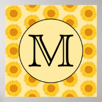 Monogramme personnalisé, avec tournesol jaune.