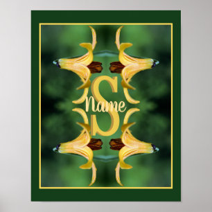 Poster Monogramme personnalisé initial nom Art de lys sau