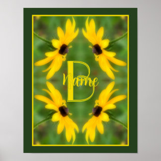 Poster Monogramme personnalisé initial nom Black Eyed Sus