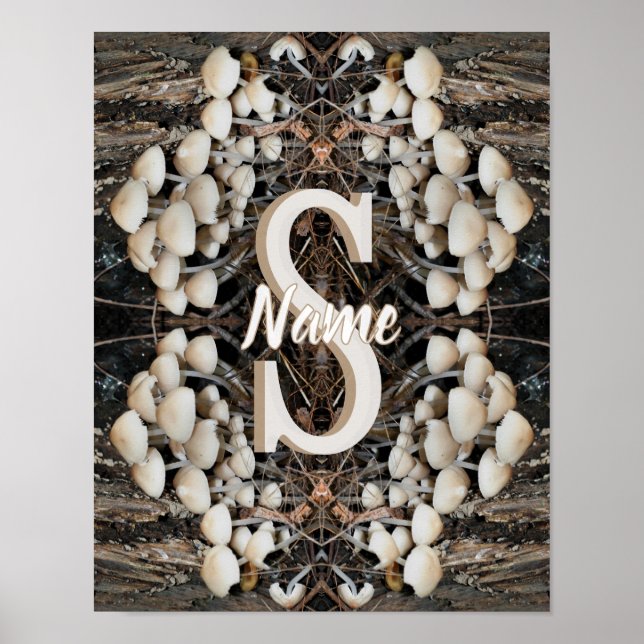 Poster Monogramme personnalisé initial nom champignons sa (Devant)