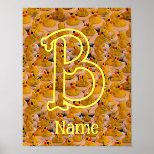 Poster Monogramme personnalisé initiale nom canards en ca