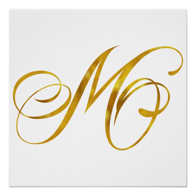 Poster Monogramme personnalisé M Faux Gold Foil Monogramm (Devant)