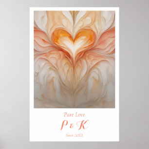 Poster Monogramme personnalisé "Pure Love" pour couple