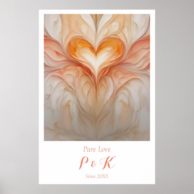 Poster Monogramme personnalisé "Pure Love" pour couple (Devant)