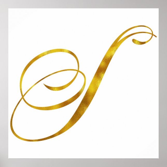 Poster Monogramme personnalisé S Faux Gold Foil Monogramm (Devant)
