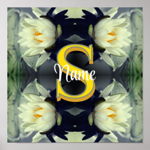 Poster Monogramme personnalisé Votre initiale Nom Fleur d