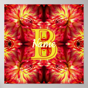 Poster Monogramme personnalisé Votre initiale Nom Fleur d