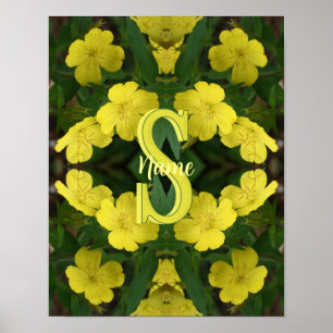 Poster Monogramme personnalisé Votre initiale Nom Géraniu
