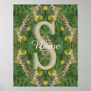 Poster Monogramme personnalisé Votre initiale Nom Nature