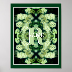 Poster Monogramme personnalisé Votre initiale Nom Roses s