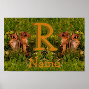 Poster Monogramme personnalisé Votre puce initiale Nom Ta