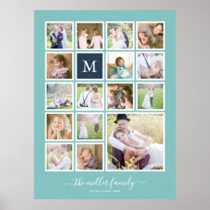 Poster Monogramme photo en couleur Arrière - plan modifia