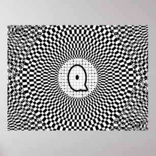 Poster Monogramme Q d'illusion optique