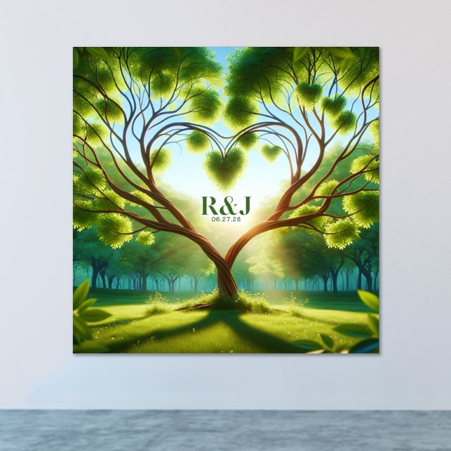 Poster Monogramme romantique en couple d'arbre (Romantic Tree Couple Monogram Poster)