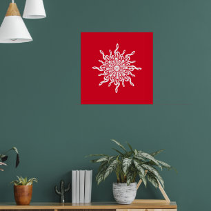 Poster Monogramme rouge de Noël G-Clef Snowflake