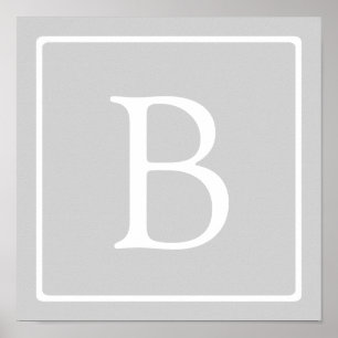 Poster Monogramme simple gris clair