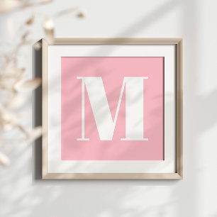 Poster Monogramme stylé gras rose et blanc