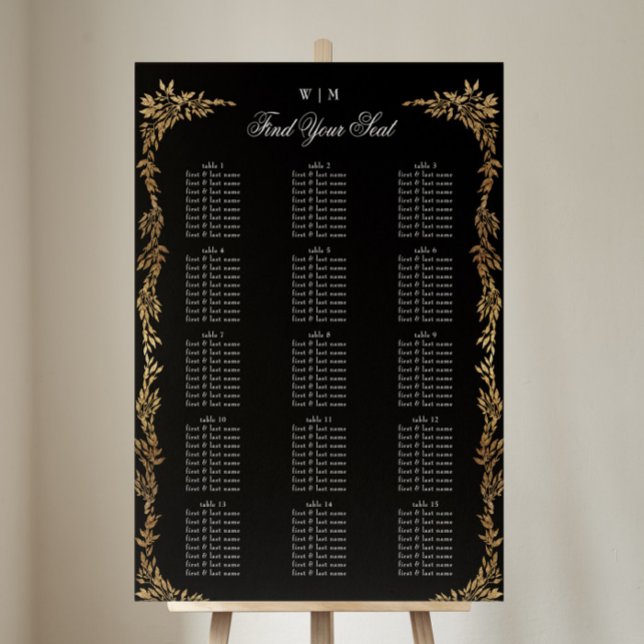 Poster Monogramme traditionnel Noir Crest Mariage classiq (Créateur téléchargé)