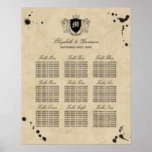 Poster Monogramme vintage et Mariage de fixation d'encre