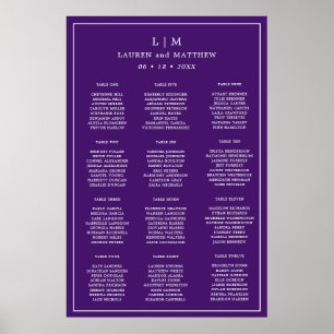 Poster Monogramme violet simple Mariage élégant