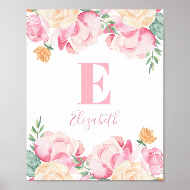 Poster Monographie de bébé rose. Nom des fleurs de pépini (Devant)