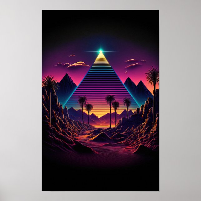Poster Monolithe lumineux : Pyramide Rétroonde (Devant)