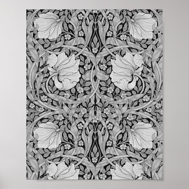Poster Monotone gris Pimpernel, William Morris (Devant)