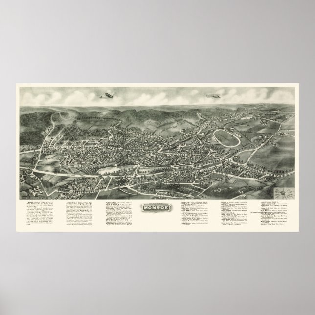 Poster Monroe, NY Carte panoramique - 1923 (Devant)